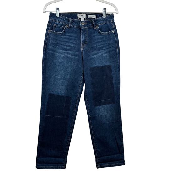 LOGO by Lori Goldstein Petite Shadow Patch Boyfriend Jeans Cropped Size 2P Boho - Picture 1 of 11